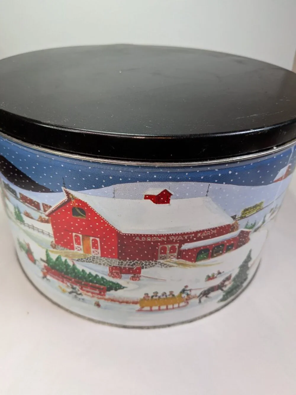 Large Winter Wonderland Decorative Tin Farmhouse Decor Red Barn Covered Bridge